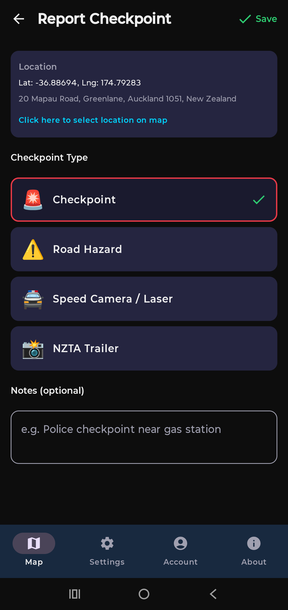Report a checkpoint in seconds